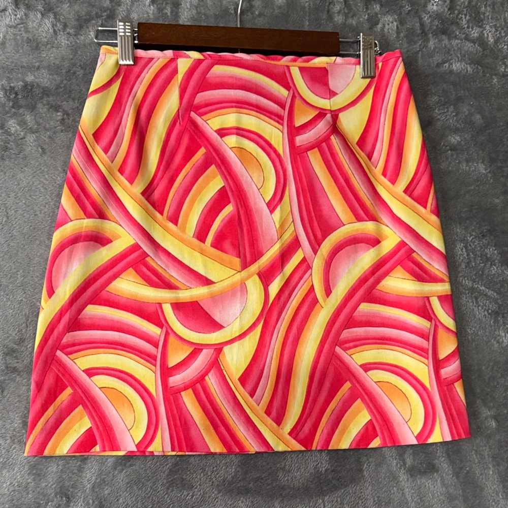 70's Style Groovy Vibrant Pink and Yellow Retro Women's Skirt Size 3/4